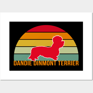 Dandie Dinmont Terrier Vintage Silhouette Posters and Art